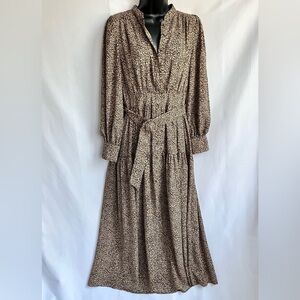 Tokito Vintage Animal Print Long Sleeve Maxi Dress